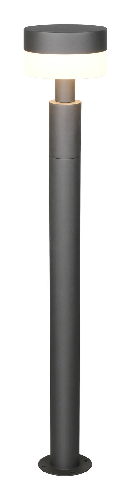 Moderne LED-Wegeleuchte in zylindrischer Form, seitliche Perspektive