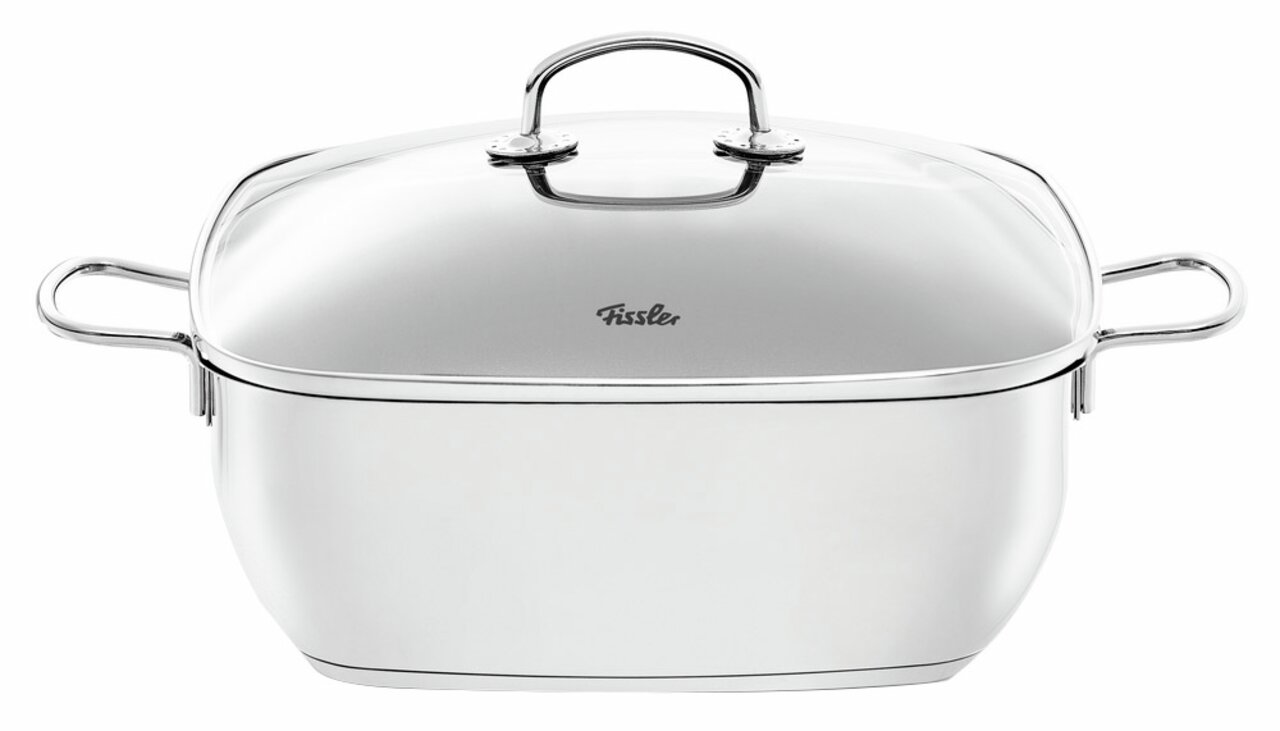 Fissler Edelstahlbräter 28cm SECURAL Edelstahlbräter von Fissler, 28 cm, mit Deckel und seitlichen Griffen, Frontalansicht