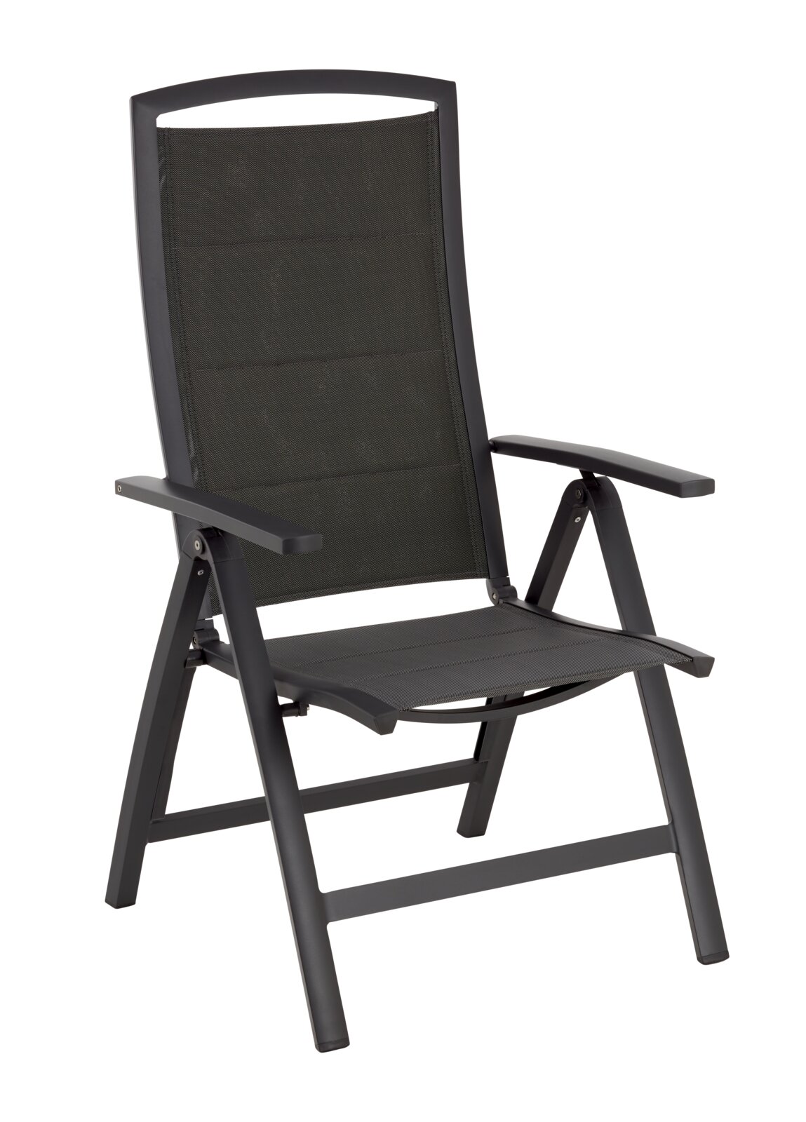Ambia Garden Klapstoel AZURRO Moderner Klappsessel in dunklem Design, seitliche Perspektive
