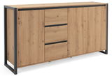 Modernes Sideboard aus Holz mit Metallrahmen, Frontansicht
