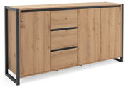 Modernes Sideboard aus Holz mit Metallrahmen, Frontansicht