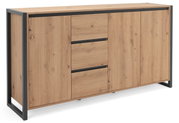 Modernes Sideboard aus Holz mit Metallrahmen, Frontansicht