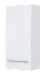 Weißer Hängeschrank mit moderner, minimalistischer Gestaltung, frontal abgebildet.