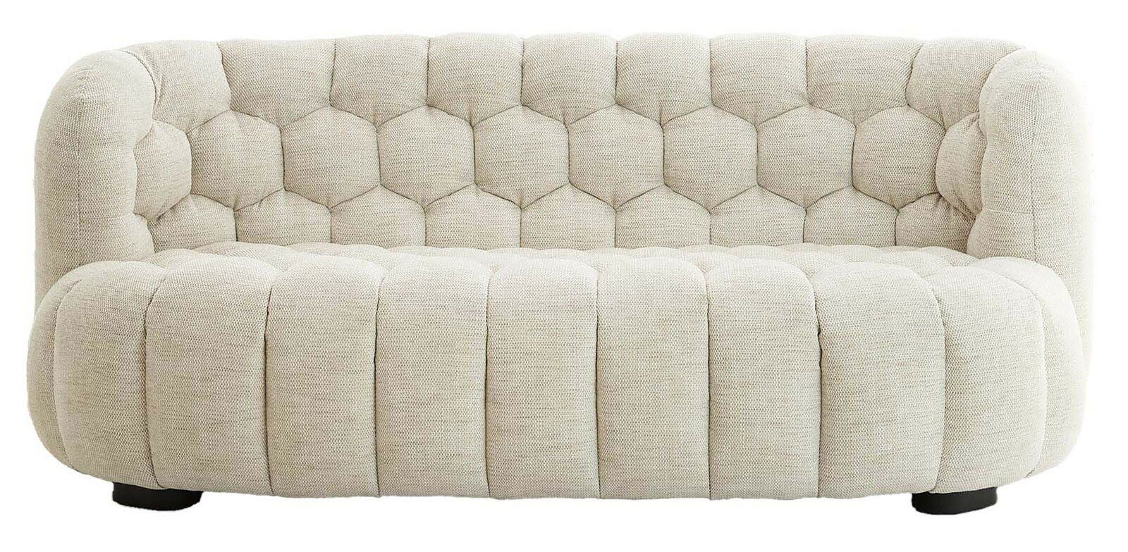 Beige Couch mit gepolstertem Design, Vorderansicht