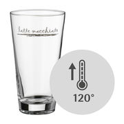 Latte Macchiato-Glas aus einem 12-teiligen Set, hitzebeständig bis 120 Grad, seitliche Ansicht