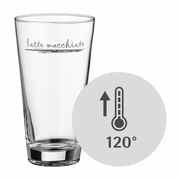 Latte Macchiato-Glas aus einem 12-teiligen Set, hitzebeständig bis 120 Grad, seitliche Ansicht