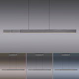 Moderne Pendelleuchte PURE-MOTO-RISE von Paul Neuhaus in seitlicher und frontaler Ansicht, mit schlankem, rechteckigem Design und minimalistischer Ästhetik.