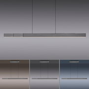 Moderne hanglamp PURE-MOTO-RISE van Paul Neuhaus, gezien van opzij en van voren, met een slank, rechthoekig ontwerp en een minimalistische uitstraling.