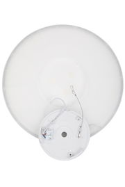 Rückansicht einer runden LED-Deckenleuchte mit sichtbaren Kabelanschlüssen und Befestigungselementen.