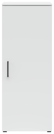 Weiße Kommode mit schwarzem Griff, Frontalansicht