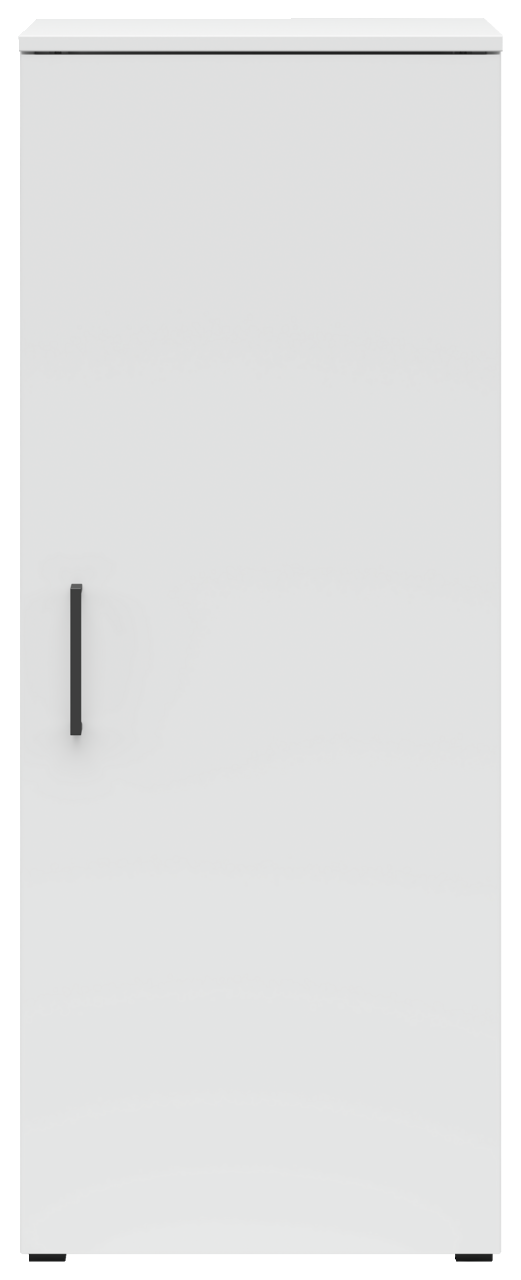 Weiße Kommode mit schwarzem Griff, Frontalansicht