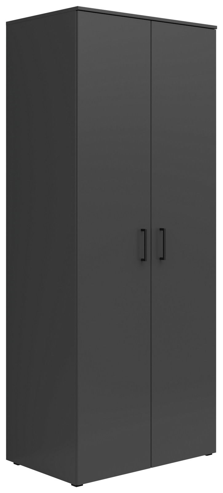 Carryhome Mehrzweck-/Kleiderschrank MULTISTAURAUM Schwarzer Mehrzweck-Kleiderschrank mit zwei Türen, frontale Perspektive