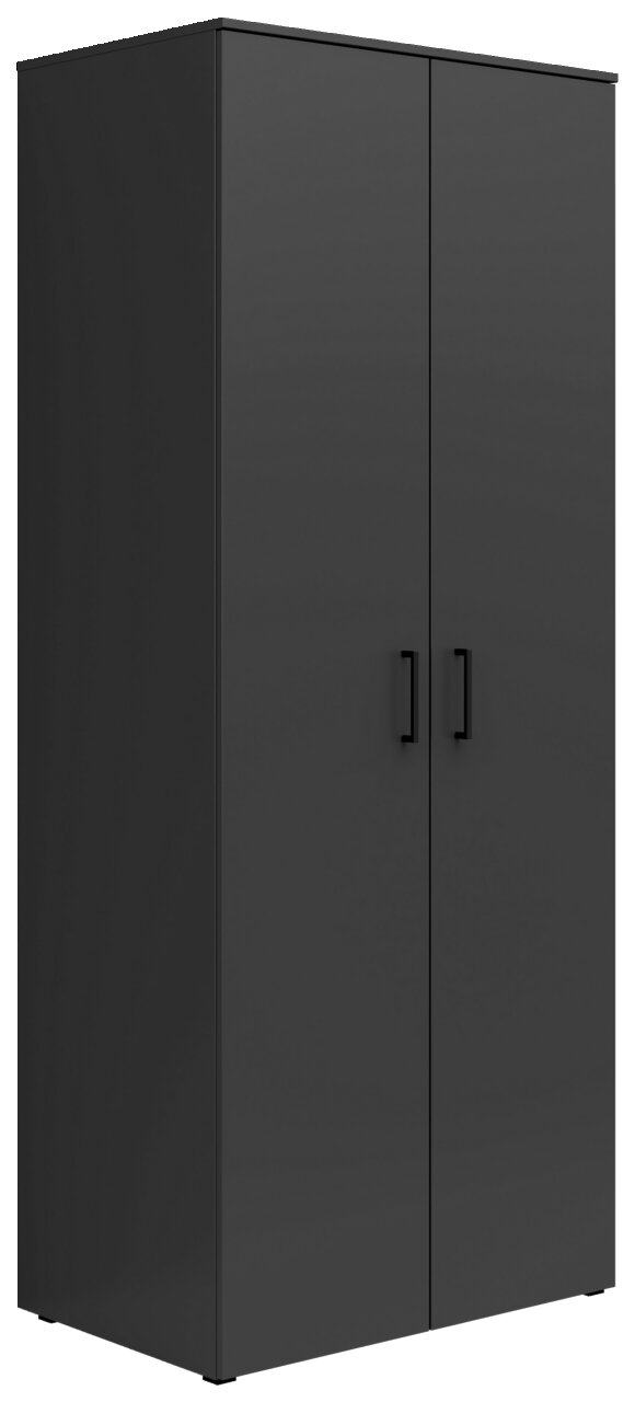 Carryhome Mehrzweck-/Kleiderschrank MULTISTAURAUM Schwarzer Mehrzweck-Kleiderschrank mit zwei Türen, frontale Perspektive