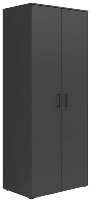 Schwarzer Mehrzweck-Kleiderschrank mit zwei Türen, frontale Perspektive