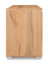 Seitenansicht einer Kommode aus hellem Holz mit natürlicher Maserung.