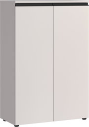 Moderner Aktenschrank mit zwei Türen in heller Farbe, frontal abgebildet.