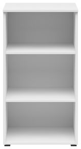 Weißes Regal mit drei offenen Fächern, frontale Ansicht