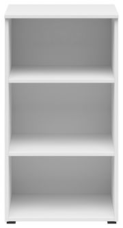 Weißes Regal mit drei offenen Fächern, frontale Ansicht