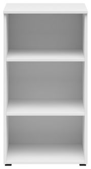 Weißes Regal mit drei offenen Fächern, frontale Ansicht