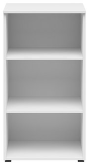 Weißes Regal mit drei offenen Fächern, frontale Ansicht