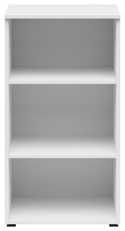 Weißes Regal mit drei offenen Fächern, frontale Ansicht