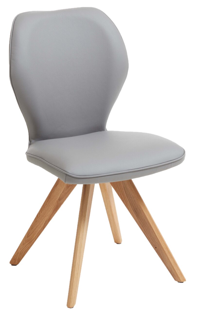 Valdera Stuhl COLORADO-TREND-LINE Moderner grauer Stuhl mit gepolsterter Sitzfläche und Rückenlehne, sowie Holzbeinen, seitliche Perspektive