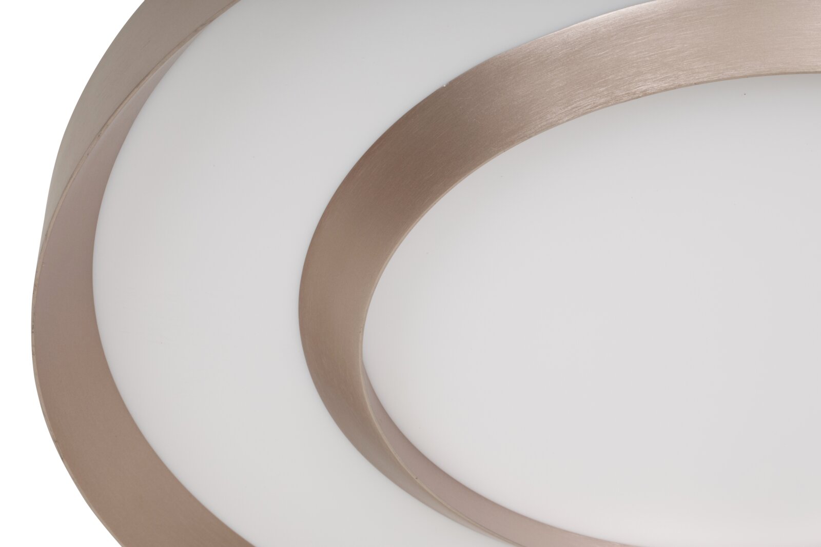 Novel LED-plafondlamp DECKENLEUCHTE Close-up van een moderne led-plafondlamp met een cirkelvormig ontwerp en metalen accenten.