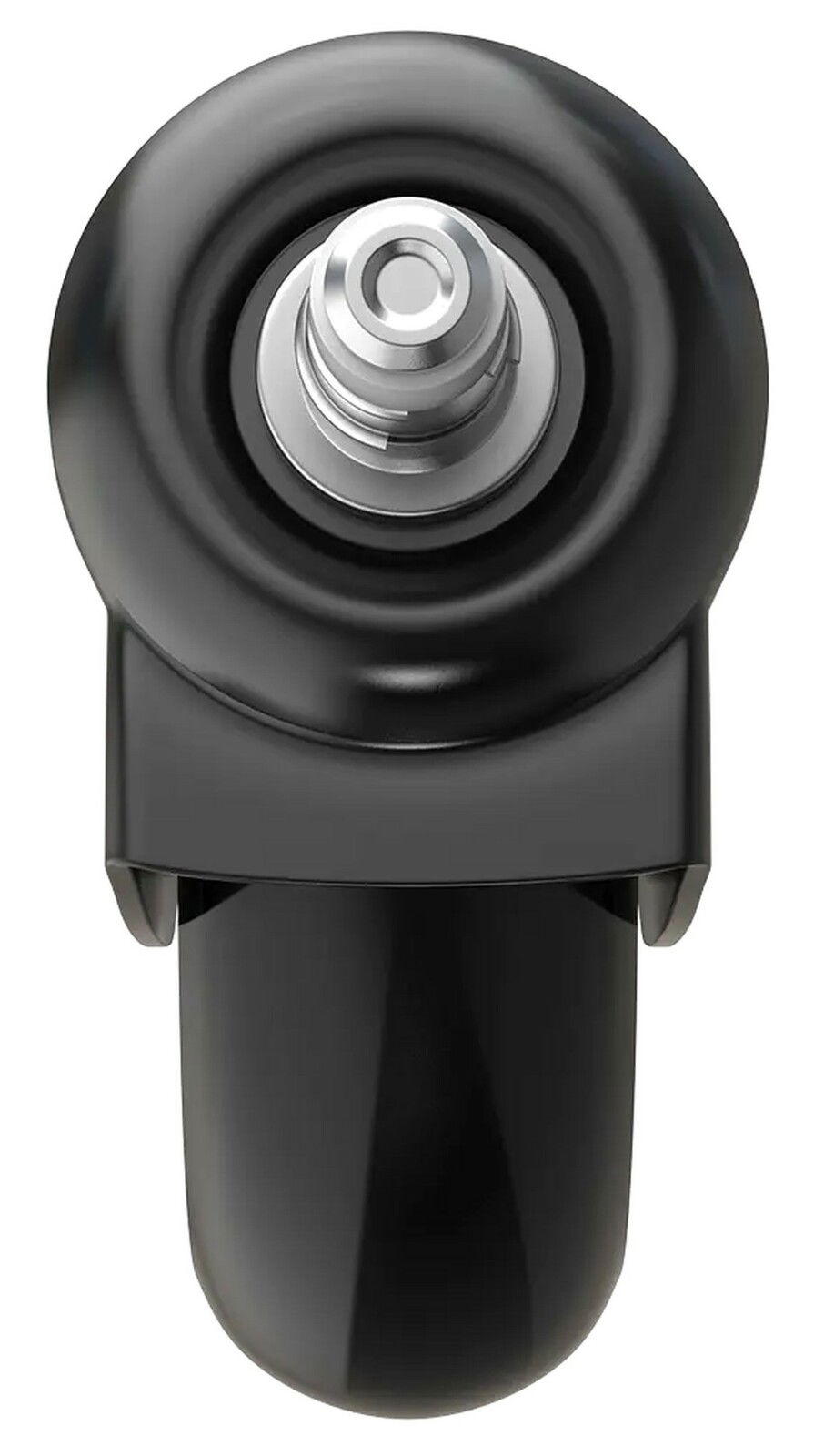 Schwarze Hartbodenrolle mit silbernem Metallstift, Ansicht von oben