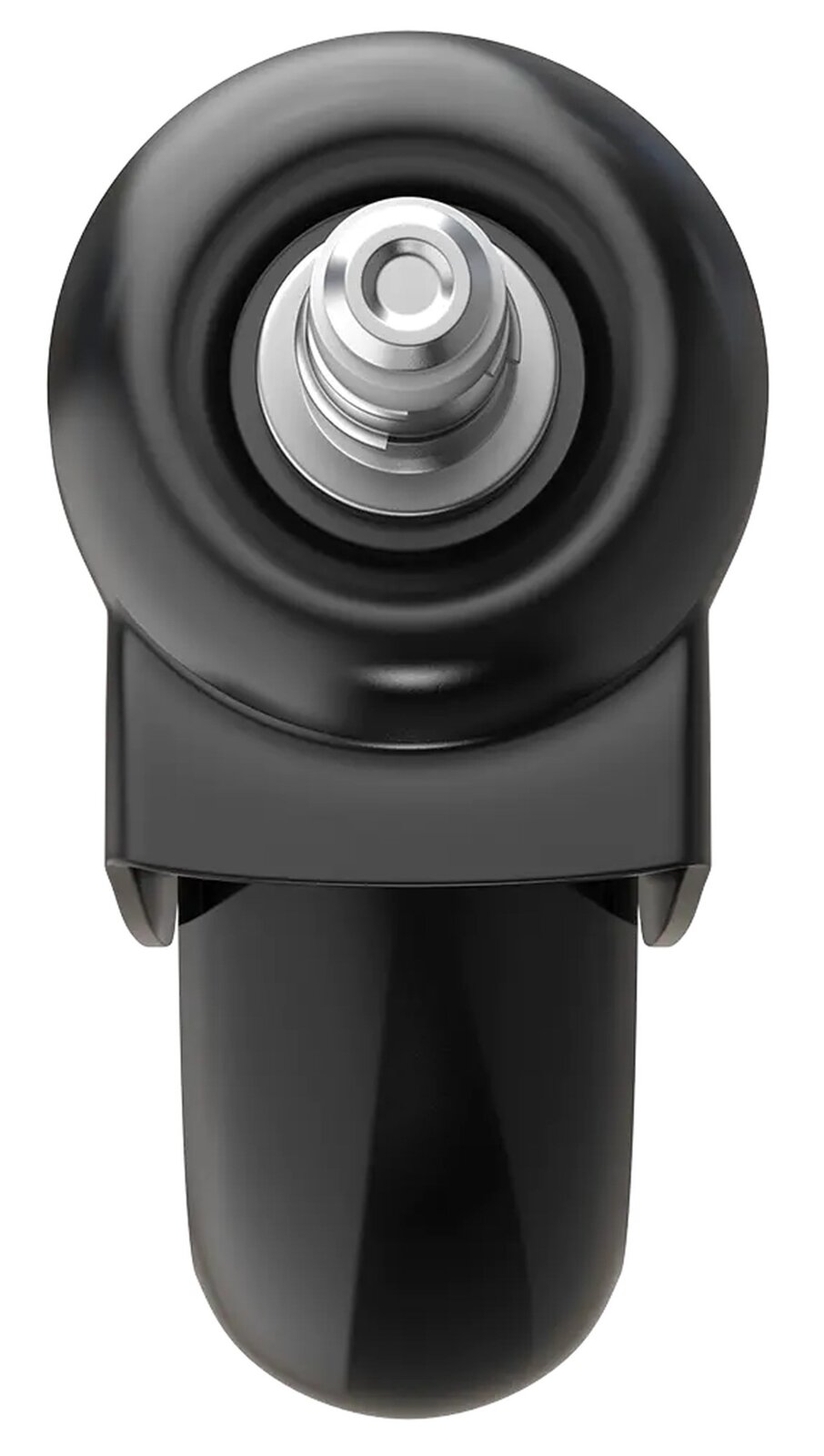 Schwarze Hartbodenrolle mit silbernem Metallstift, Ansicht von oben