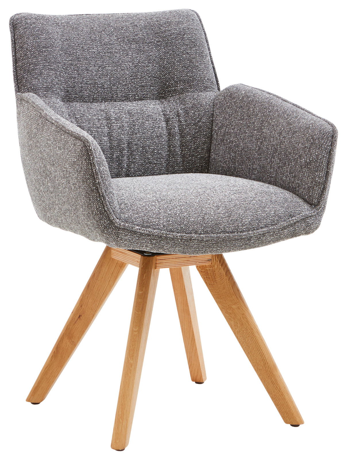 Valdera Armlehnstuhl DORI Grauer Armlehnstuhl mit Holzbeinen, seitliche Perspektive