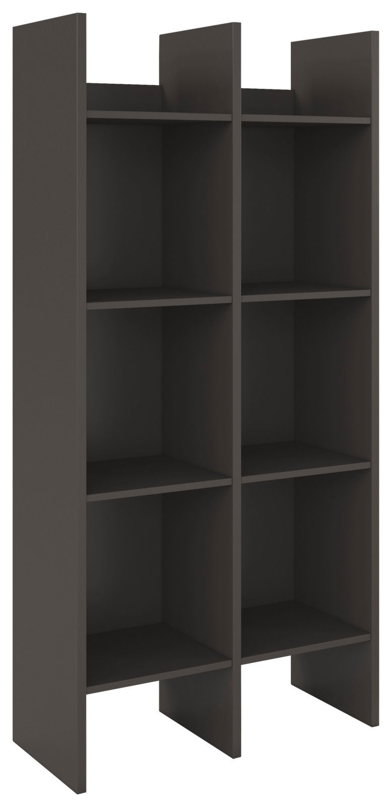 XORA Regalelement ENDORA-F Regalelement mit sechs Fächern in dunkler Farbe, seitliche Perspektive