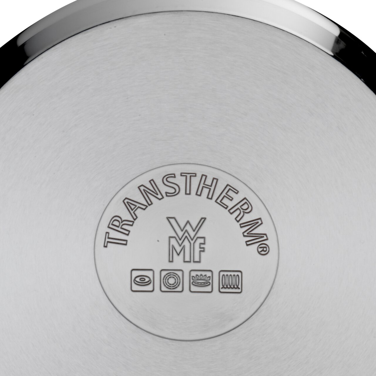 Onderkant van een grillpan met WMF TransTherm-bodem, bovenaanzicht