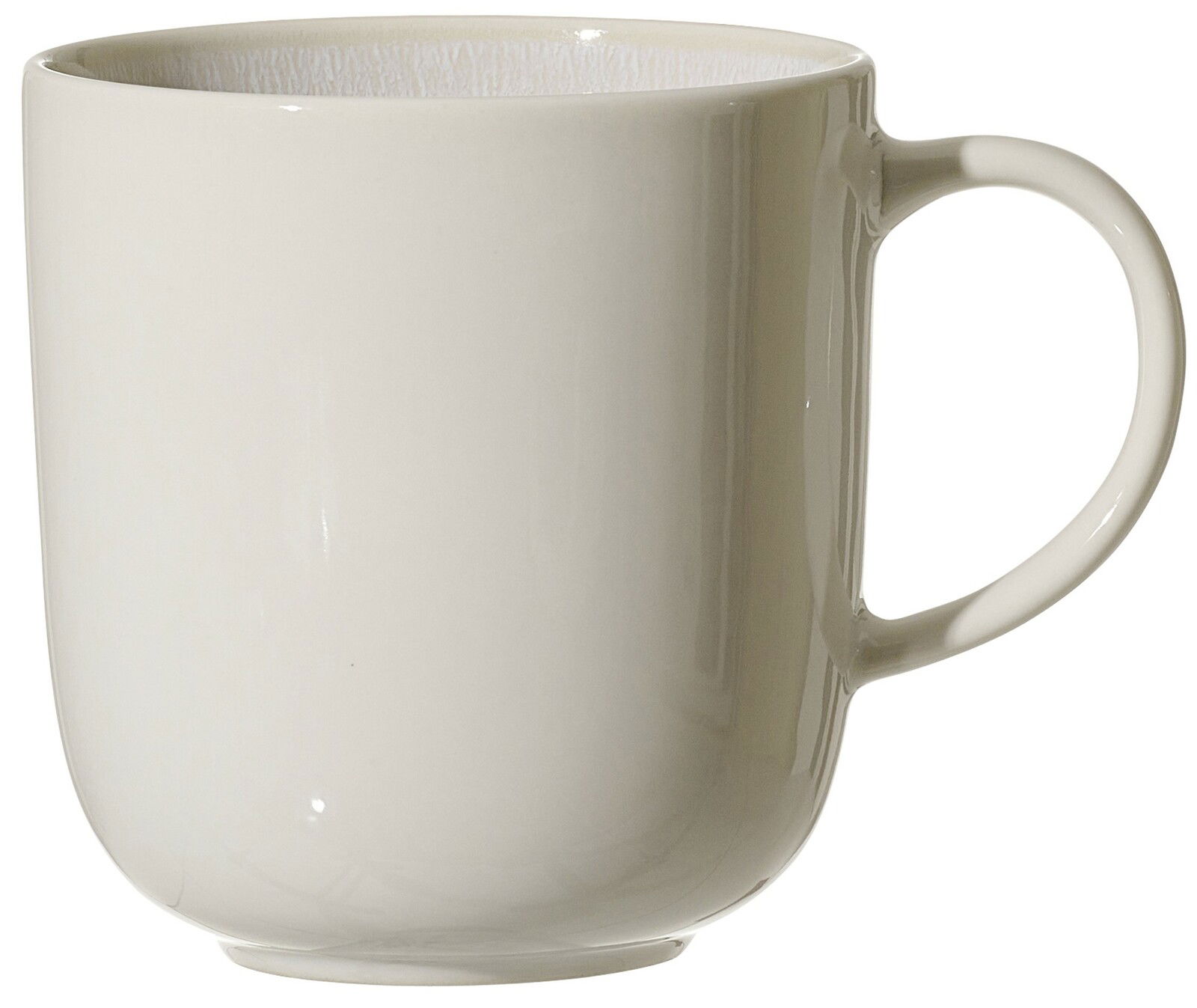 Becher Laredo 400ml in Seitenansicht, schlichtes Design in Cremefarbe mit Henkel.