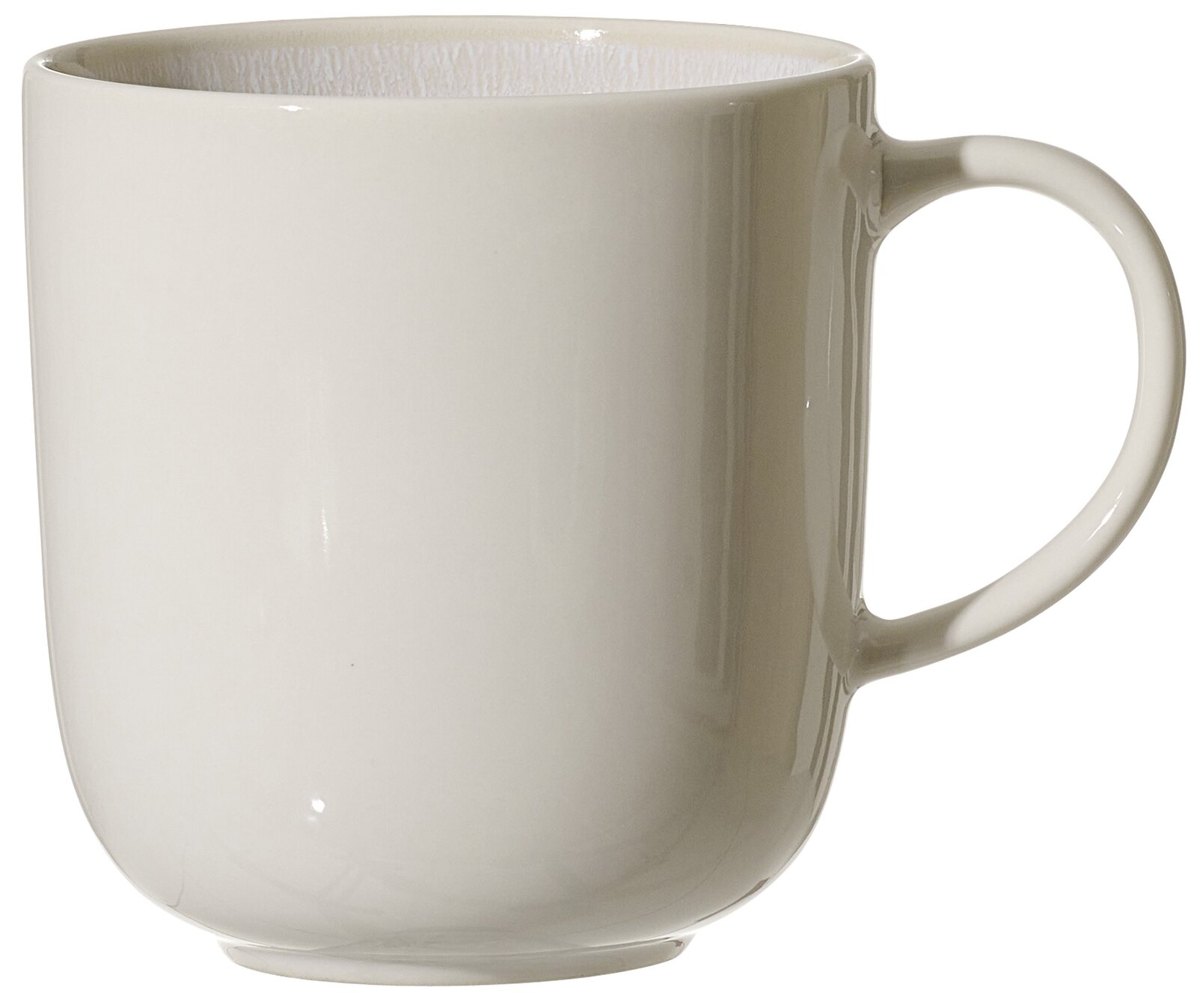 Ritzenhoff & Breker Becher LAREDO Becher Laredo 400ml in Seitenansicht, schlichtes Design in Cremefarbe mit Henkel.