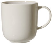 Becher Laredo 400ml in Seitenansicht, schlichtes Design in Cremefarbe mit Henkel.