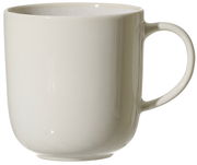 Becher Laredo 400ml in Seitenansicht, schlichtes Design in Cremefarbe mit Henkel.