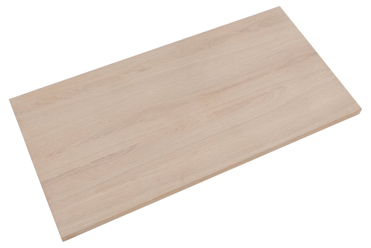 Holzfarbene Ansteckplatte in schräger Perspektive