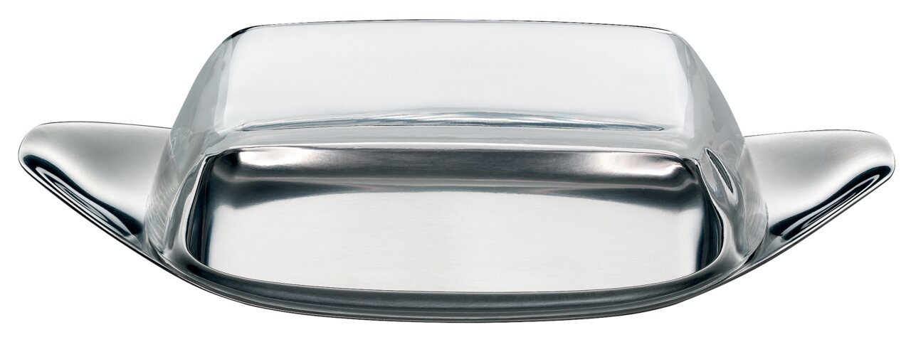 Butterdose WAGENFELD Edition aus Edelstahl und Glas, Ansicht von oben
