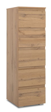 Holzkommode mit sechs Schubladen, seitliche Perspektive