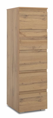 Holzkommode mit sechs Schubladen, seitliche Perspektive