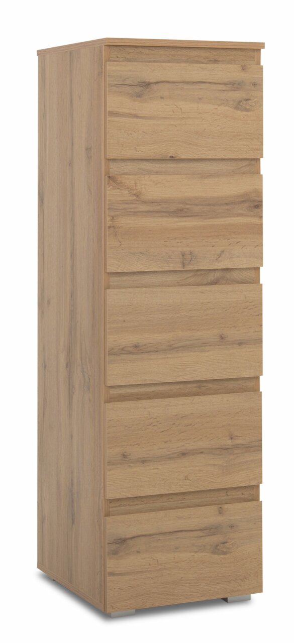 Holzkommode mit sechs Schubladen, seitliche Perspektive