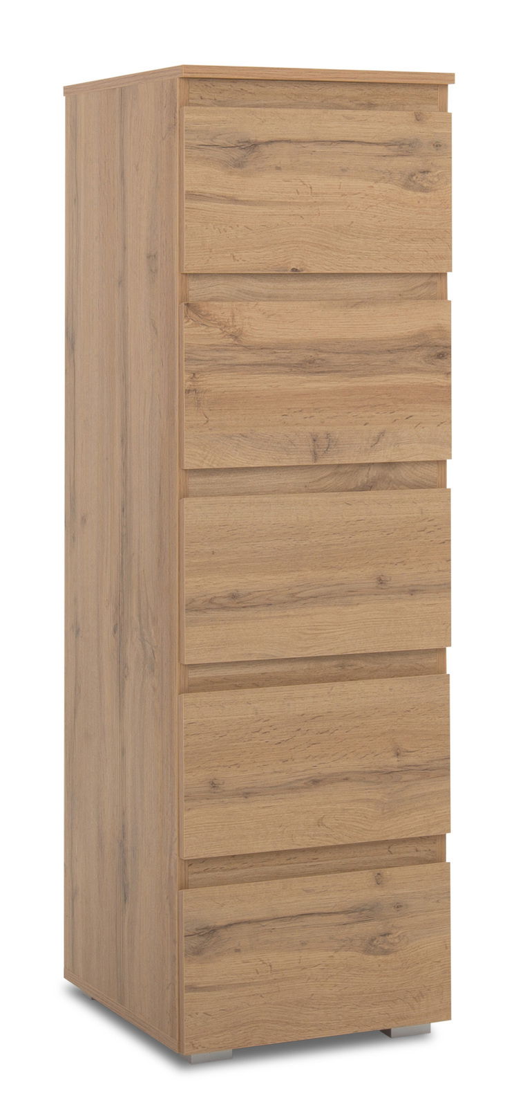 Holzkommode mit sechs Schubladen, seitliche Perspektive