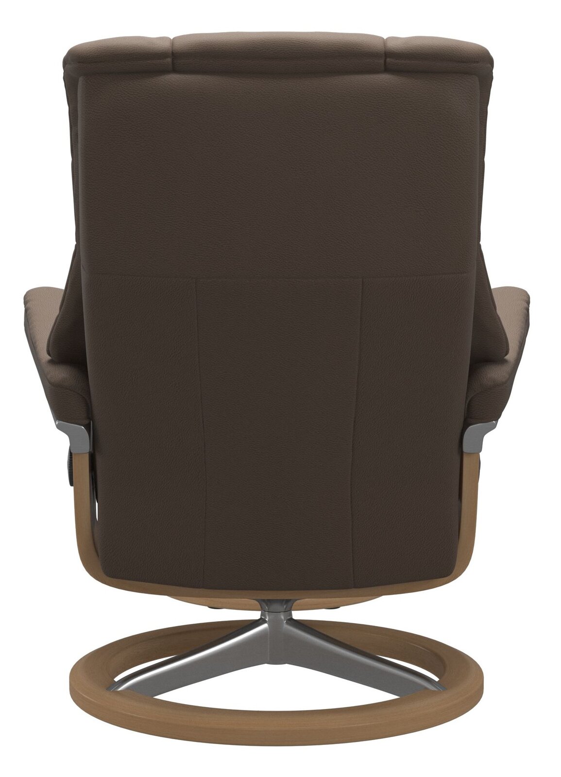 Stressless Einzelsesselset MAYFAIR Rückansicht eines braunen Einzelsessels mit Holz- und Metallgestell