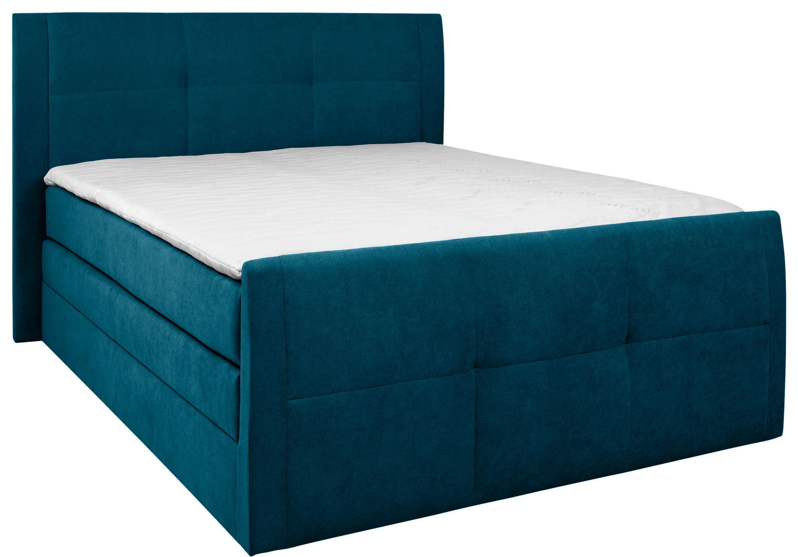 Boxspringbett 120 in türkis aus seitlicher Perspektive
