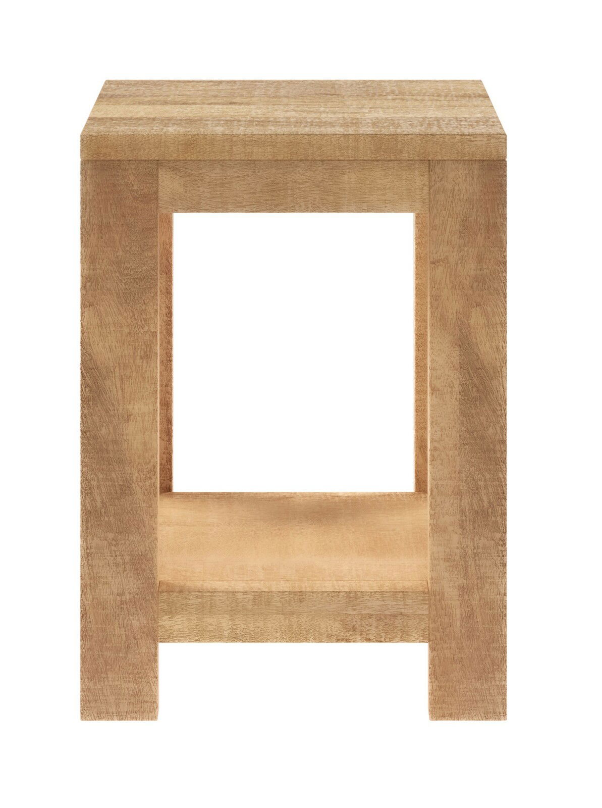 Landscape Beistelltisch BARANDA Beistelltisch aus Holz, frontal fotografiert, mit rechteckiger Form und zusätzlicher Ablagefläche unten.