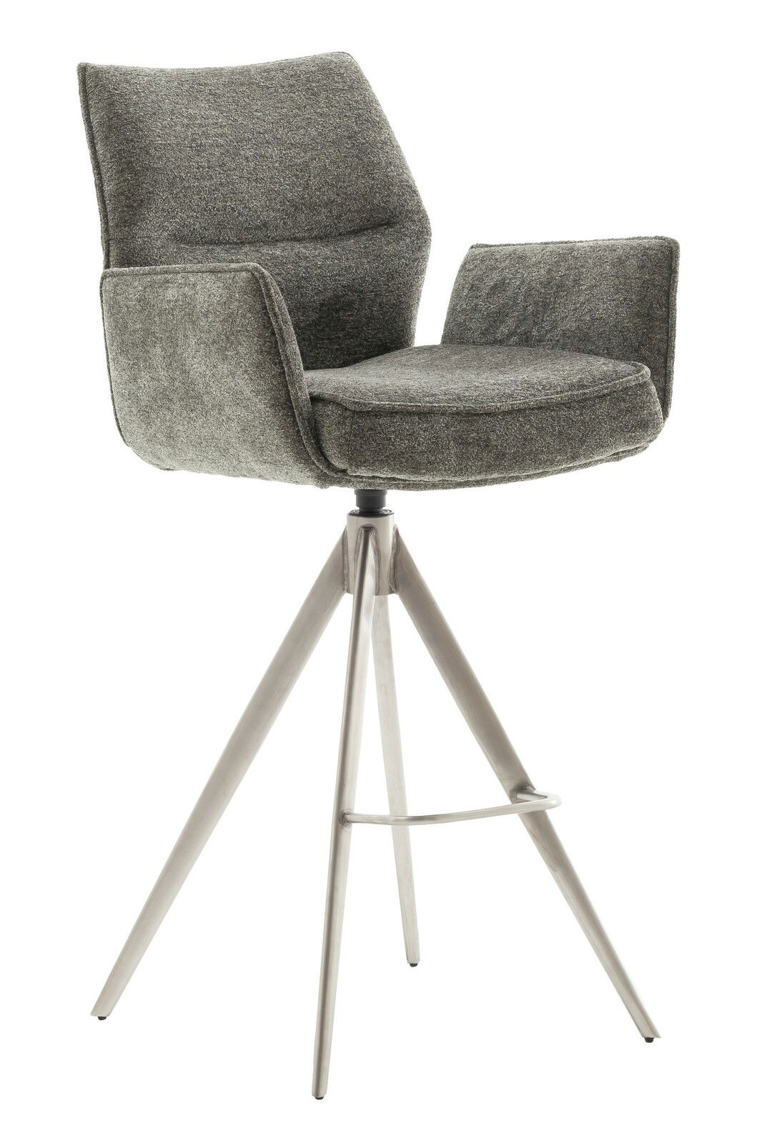 Zurbrüggen Barstuhl ASSENTO Moderner Barstuhl mit grauem Stoffbezug und Metallgestell, seitliche Perspektive