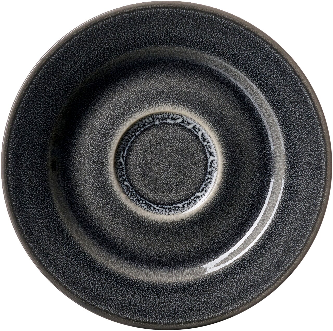 Ritzenhoff & Breker Espressounterteller TOLEDO Draufsicht auf einen dunkelgrauen Espressounterteller mit feiner Struktur und leichtem Glanz, Durchmesser 12,5 cm.