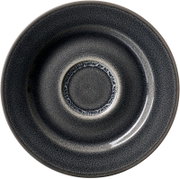 Draufsicht auf einen dunkelgrauen Espressounterteller mit feiner Struktur und leichtem Glanz, Durchmesser 12,5 cm.