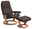 Brauner Stressless Einzelsessel mit passendem Hocker, seitliche Perspektive