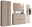 Garderobenset in Beige mit Schrank, Spiegel, Kommode und Wandhaken, seitliche Perspektive